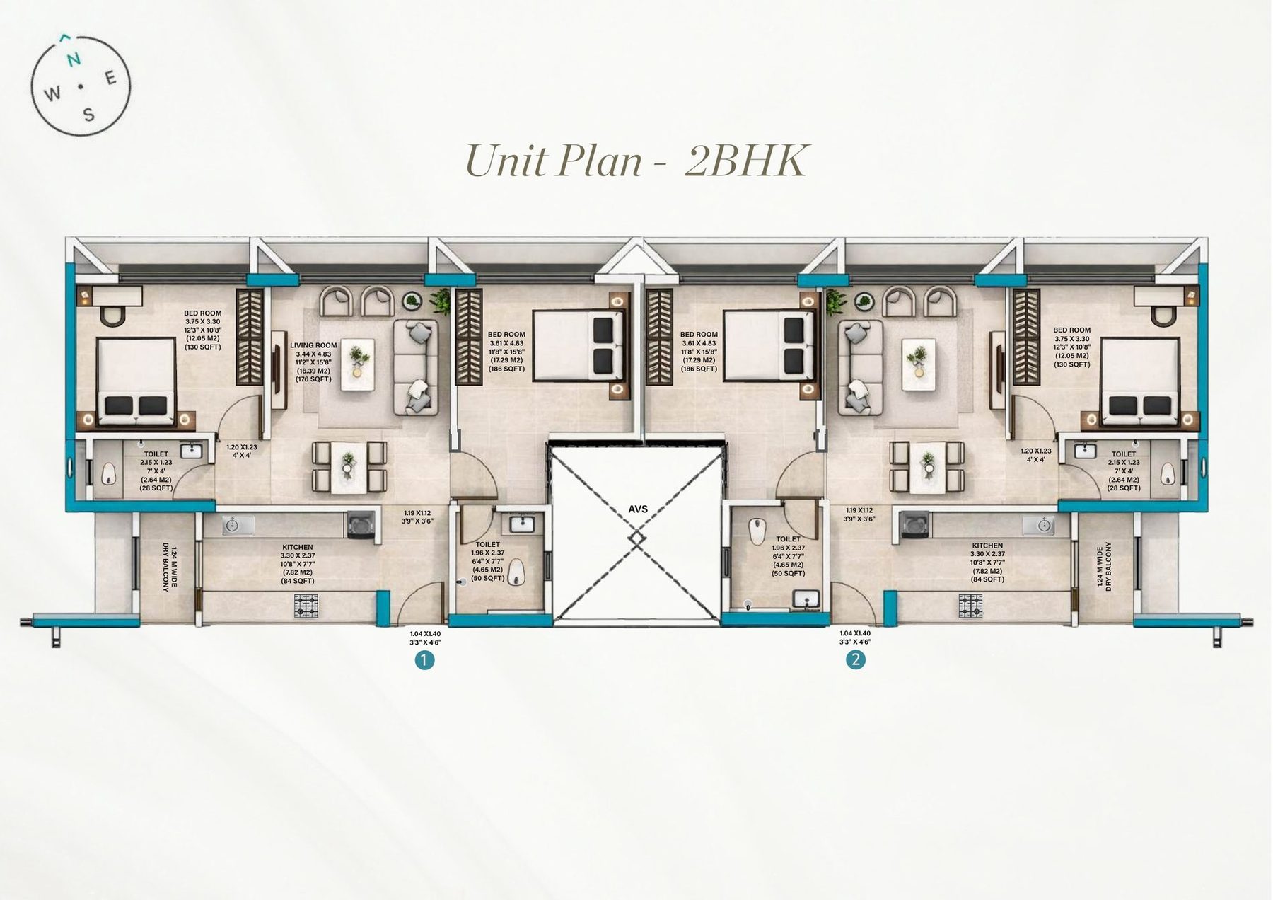 Unit Plan &mdash; Apartments 1 and 2